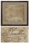 Benjamin Franklin Land Grant Signed for Turkey Hill, Pennsylvania